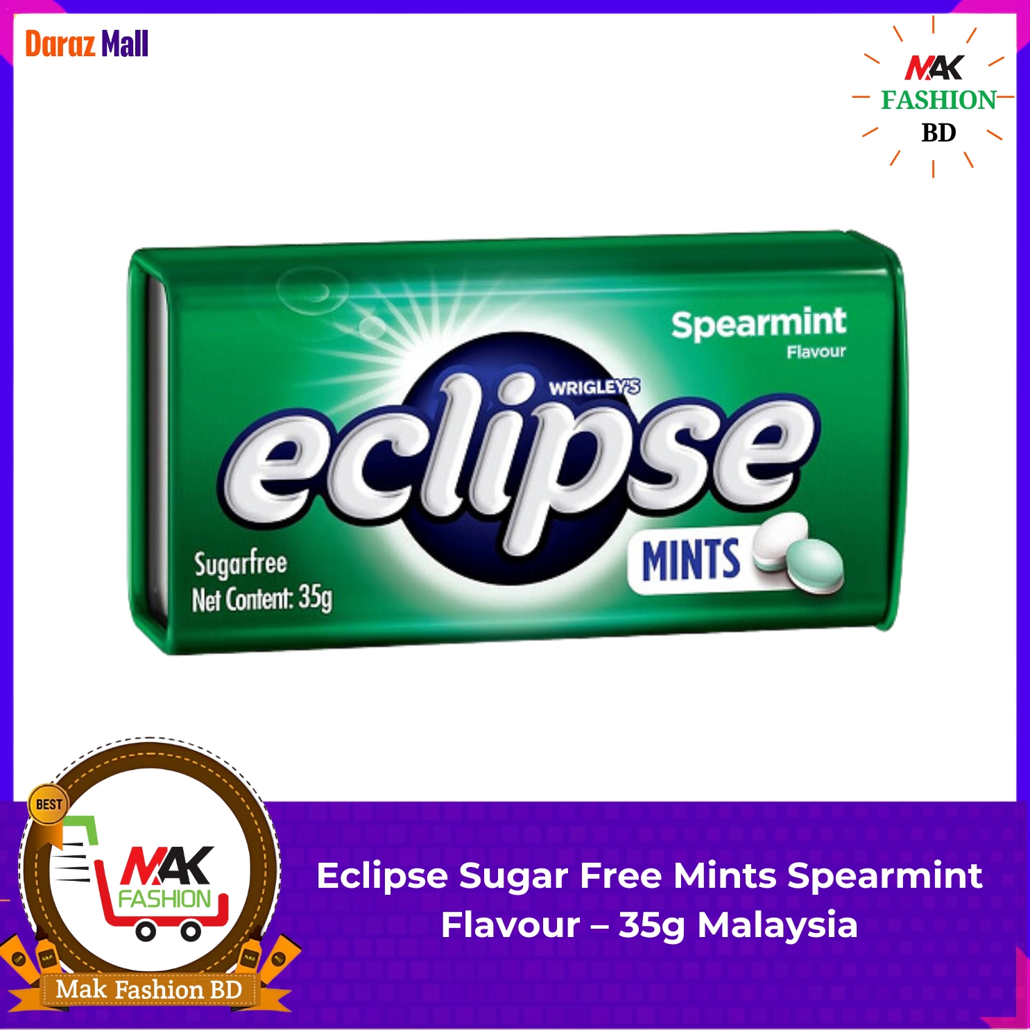Eclipse Sugar Free Mints Spearmint Flavour 35g MALAYSIA
