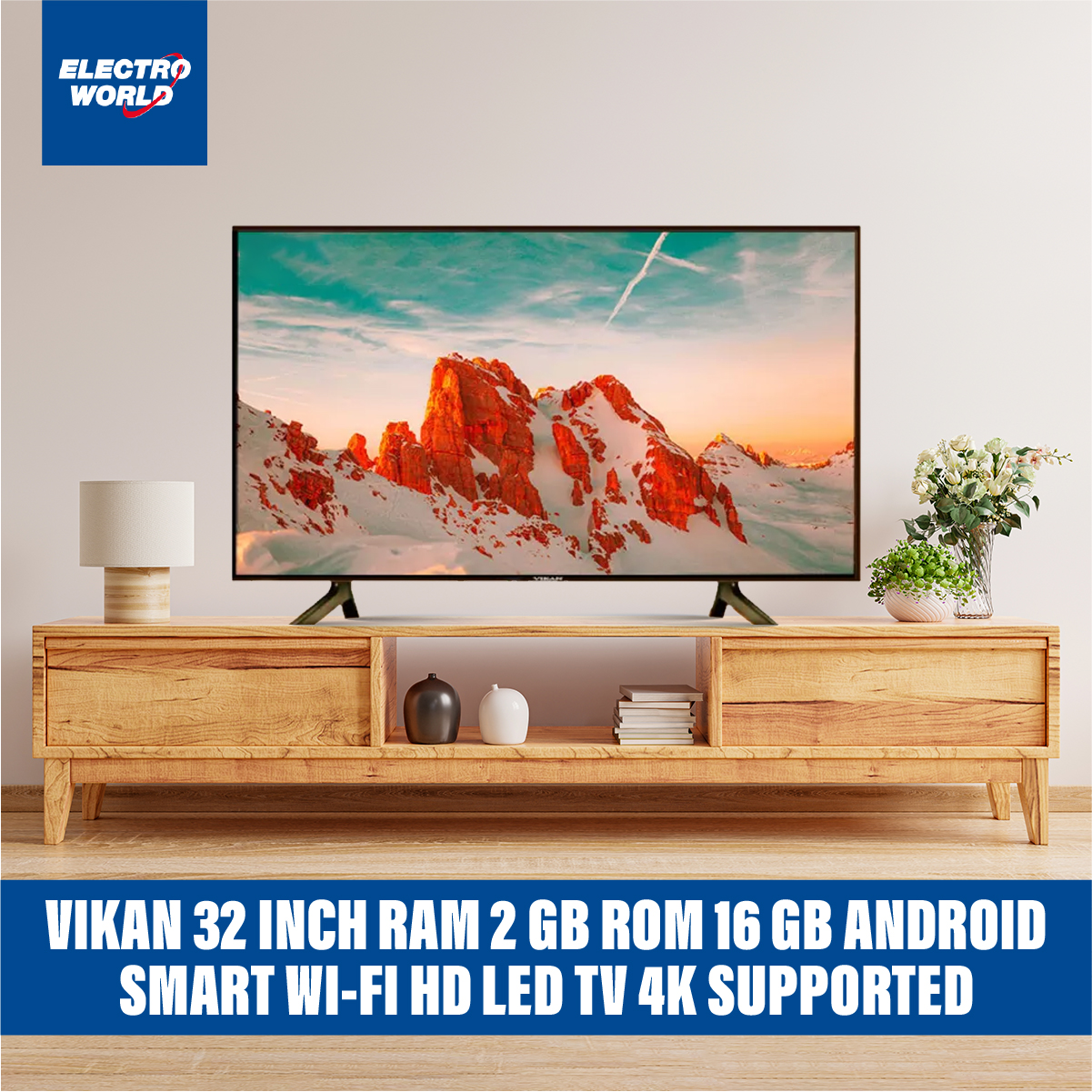 Vikan 32 Inch Smart Android Wi-Fi HD LED TV Ram 2GB Rom 16 GB 4K Supported টিভি কিনলেই 200 + চ্যানেল ডিস ফ্রী. 