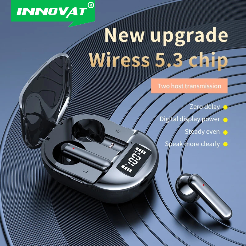 INNOVAT® Air buds K40 Bluetooth Earphones Digital Display Headset Noise Cancelling Earbuds With Microphone High Fidelity Stereo Sound Headphones. 