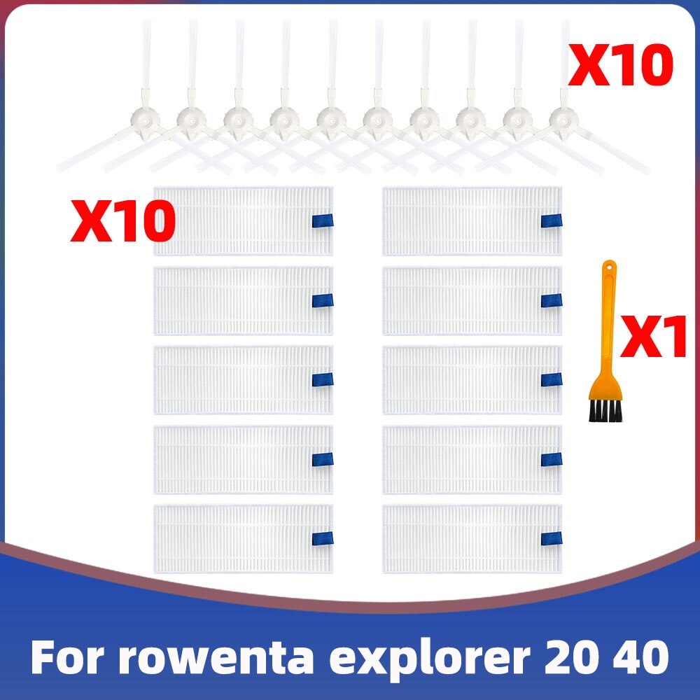 Replacement Hepa Filter Side Brush For Rowenta Tefal Explorer 20 40 Serie Smart Force isweep x3 Robotic Vacuum Cleaner Parts-Set B. 