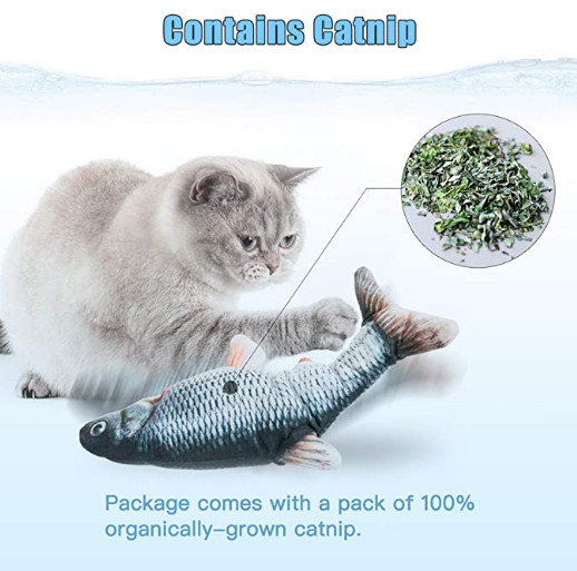 TOOGE 2 Pack 11" Electric Moving Fish Cat Toy Realistic Interactive Flopping Fish Cat Kicker Catnip Toys for Indoor Cats Pets Kitten. 