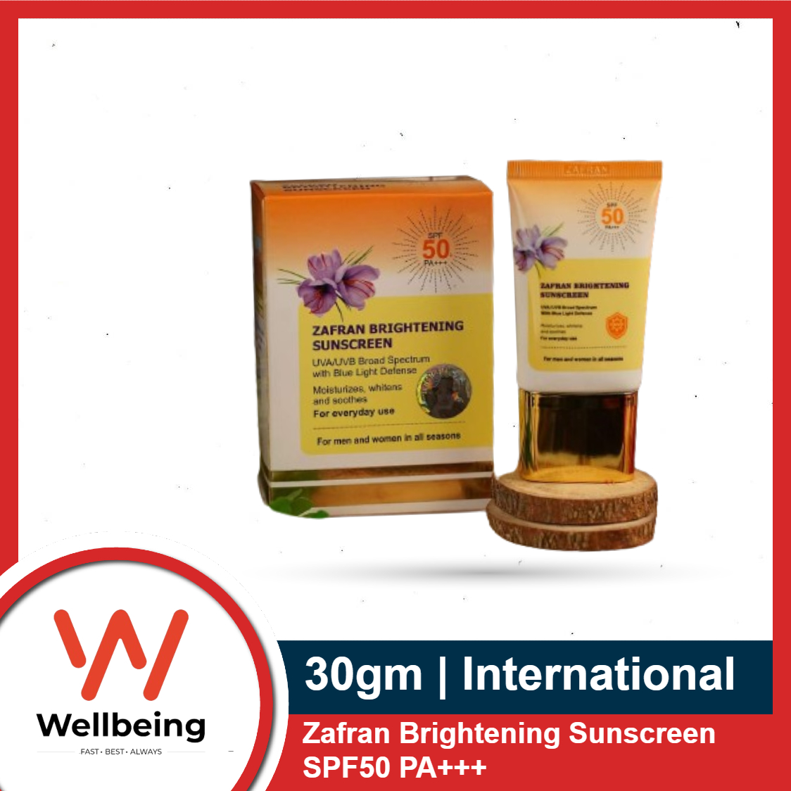 Zafran Brightening Sunscreen SPF50 PA+++ 30gm | For Men & Women Daily Use