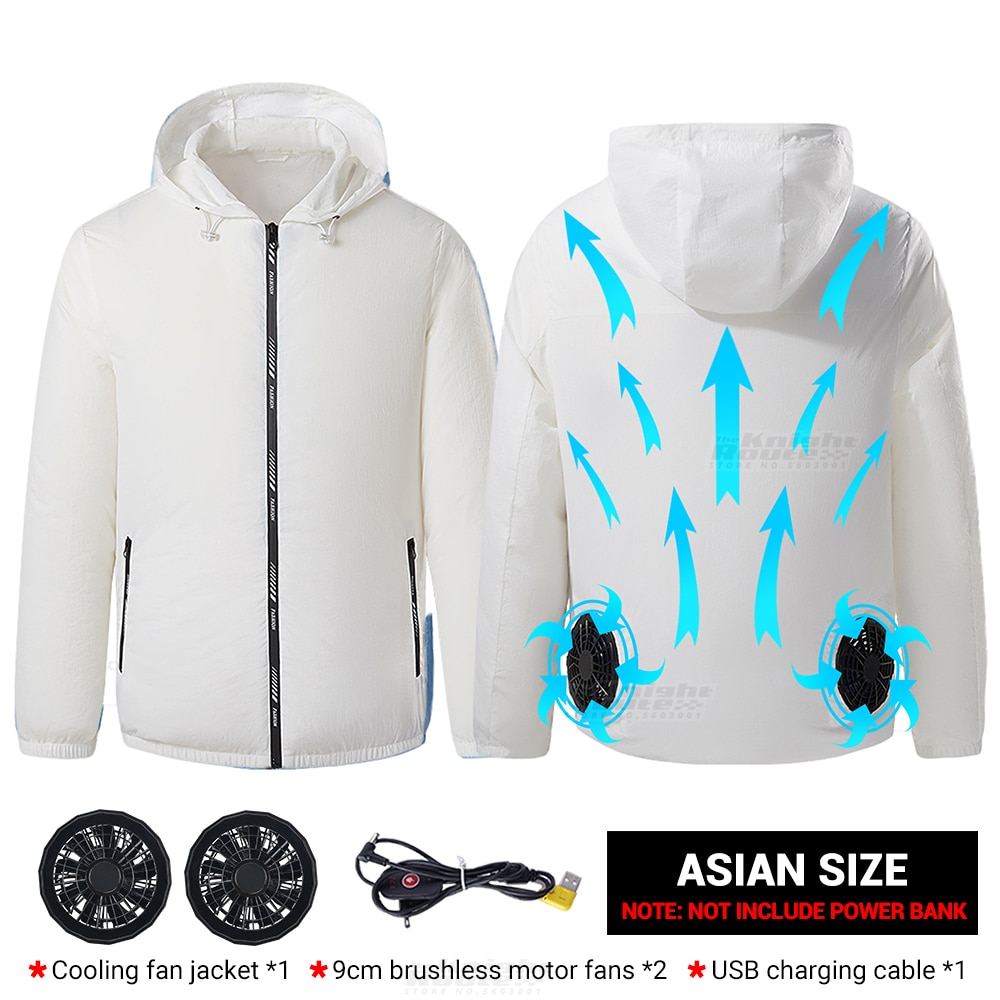 Outdoor Summer Cooling Fan Jacket Men USB Power Supply Air