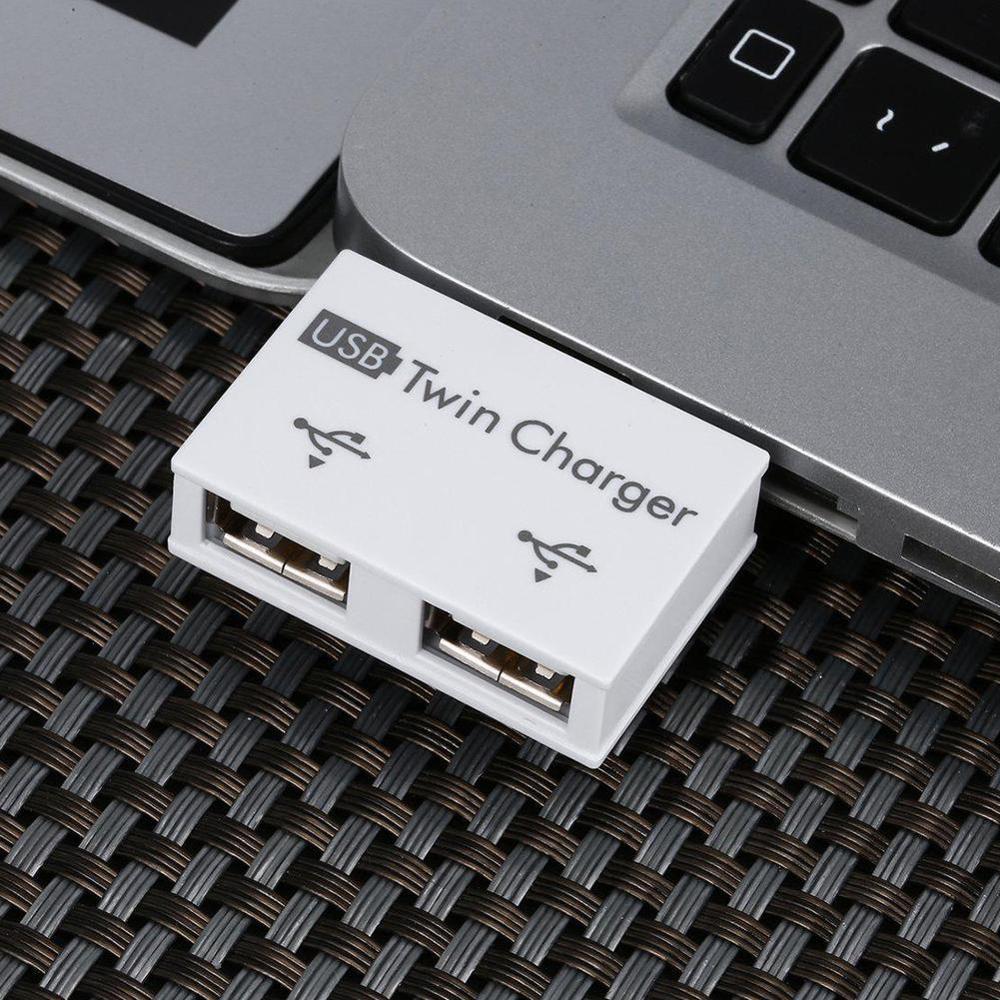 Mini USB Hub To 2 Port Charger Hub Adapter  Fashion New USB Splitter For Phone  Computer USB Hub 2.0（white）. 