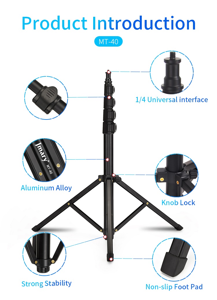 Jmary MT-40 2in1 Monopod Selfie Stick Tripod Multifunctional uses mobile,  Camera, Ring light, Action Cam, Projector, Digital Camera Etc