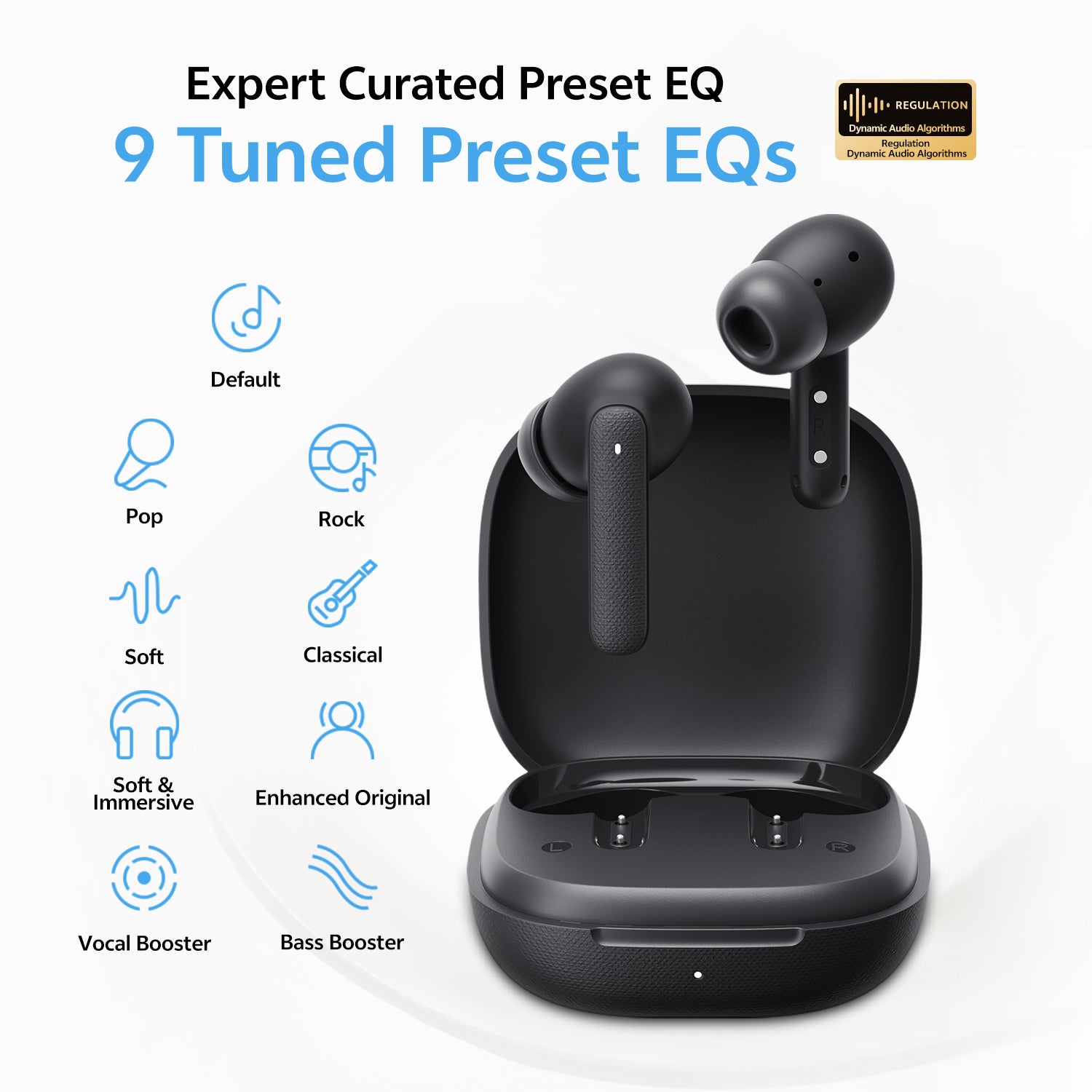 QCY Buds QT43 True Wireless Earbuds. Fabric Texture and Super Light weight Earbuds. 