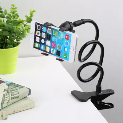 Phone Stand with Long handle_360 degree rotate Long Mobile Stand_Universal Flexible Long Arms Lazy Bed Desktop Mobile Phone Holder Stand - Black. 