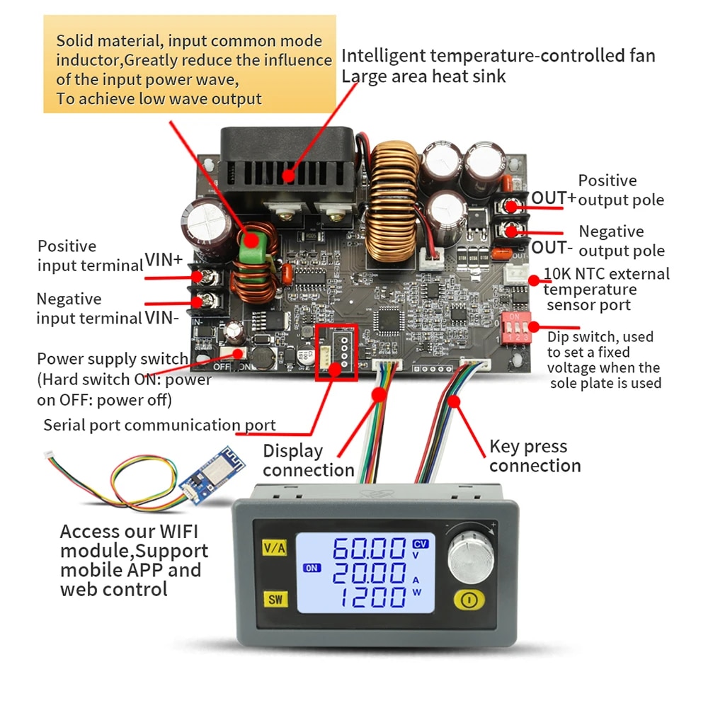 XY6015L XY6020L CNC Voltage Regulator Power Supply DC Adjustable Stabilized Constant Voltage Constant Current Module with WI-FI. 