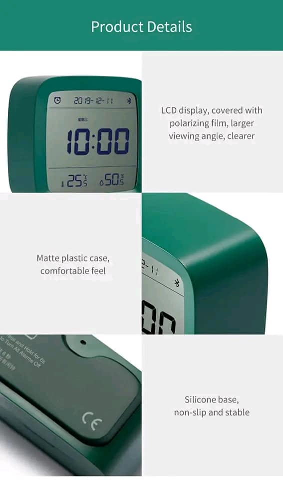 Xiaomi Youpin Qingping 3-in-1 Bluetooth Alarm Clock With Night Light And Temperature Humidity Monitor With Mijia App. 