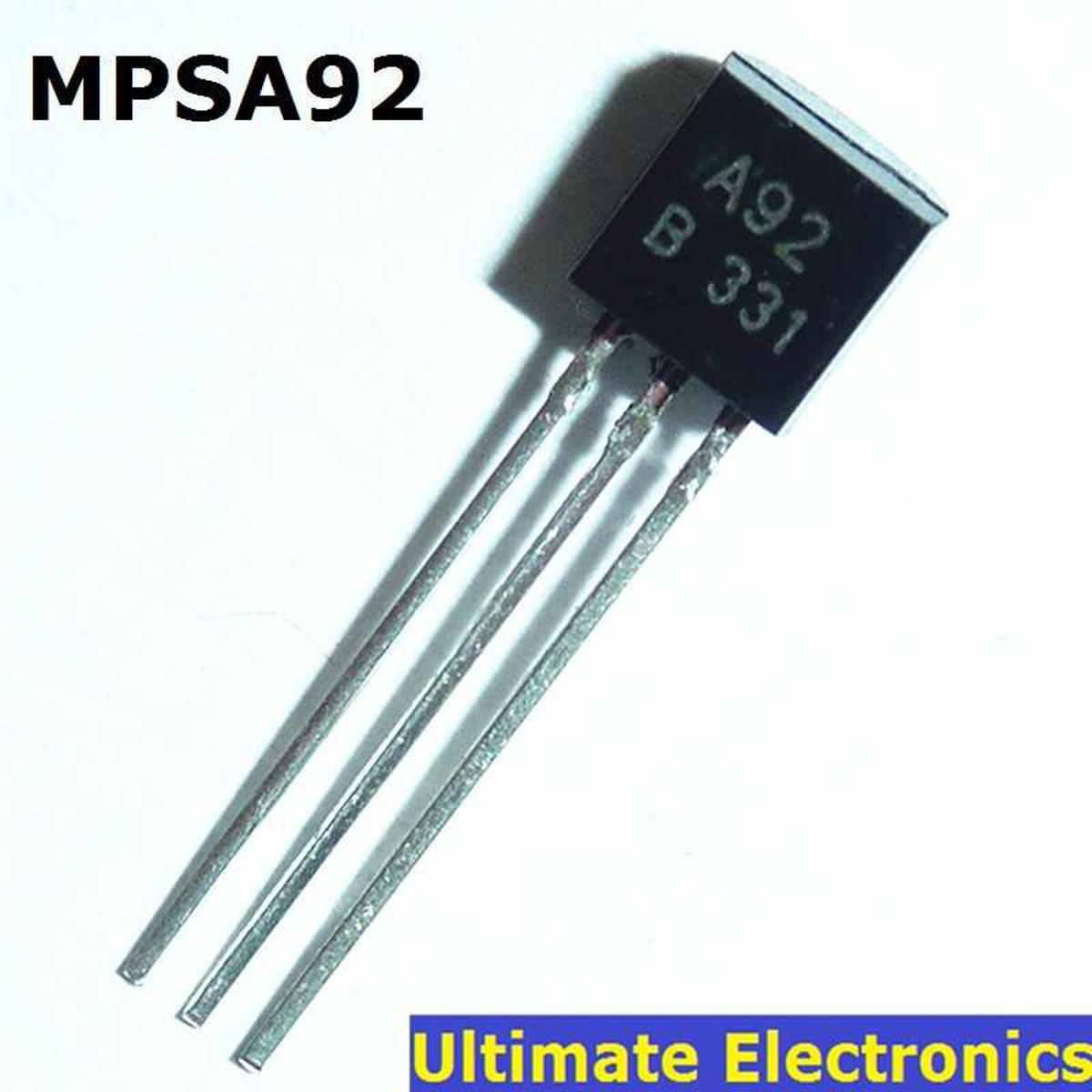 10Pcs- A92 PNP Transistor MPSA92 MPS-A92 PNP Transistor 300V 0.5A Transistor TO-92 Package 3Pin Leads PNP Silicon Bipolar Junction Transistor BJT