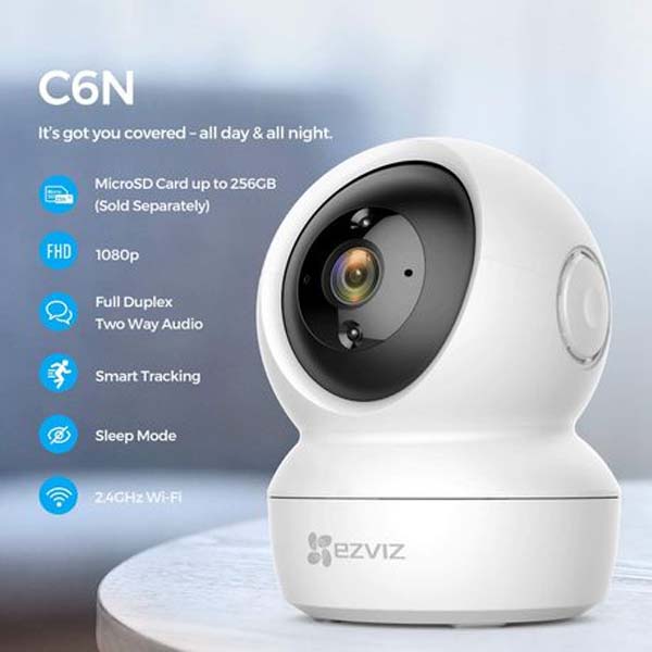 EZVIZ C6N Wireless Full HD 360⁰ Home Camera 1080P with Night Vision Indoor Home, Smart IR, Motion Detection, Auto Tracking, Baby/Pet Monitor, 2-Way Audio, Works with Alexa and Google. 