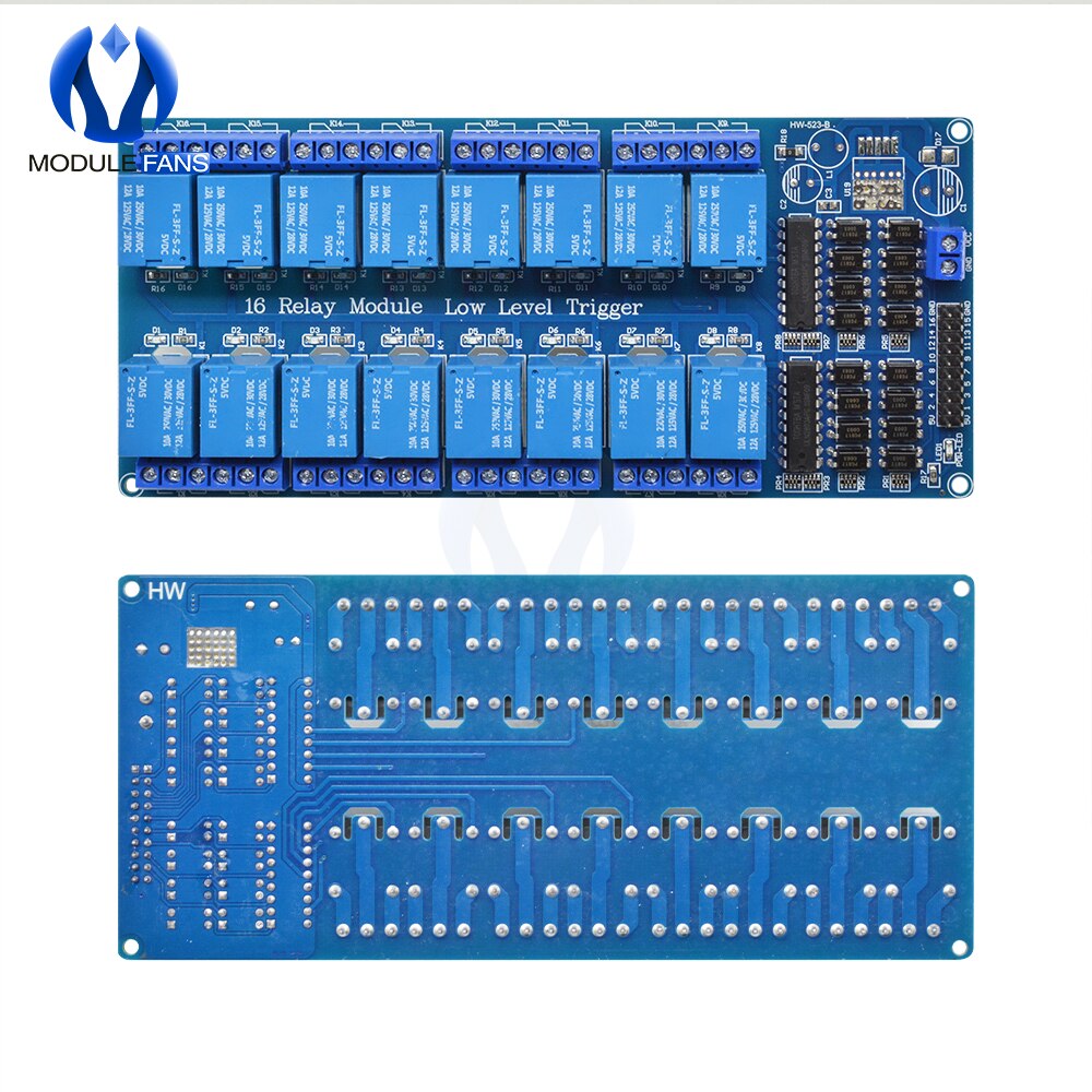 【happy one】16CH 16 CH 5V Relay Shield Module With LM2576 Power Supply For Arduino Board. 