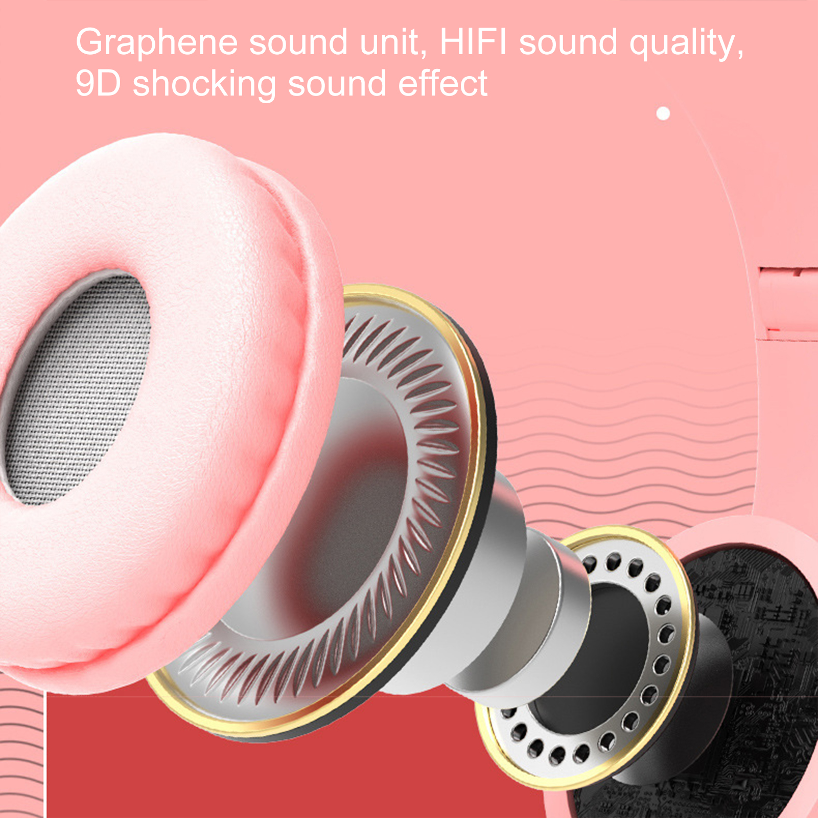 P47 Headphone Bluetooth 5.0 Luminous Cat Ear Shape Wireless Headset for Travel. 