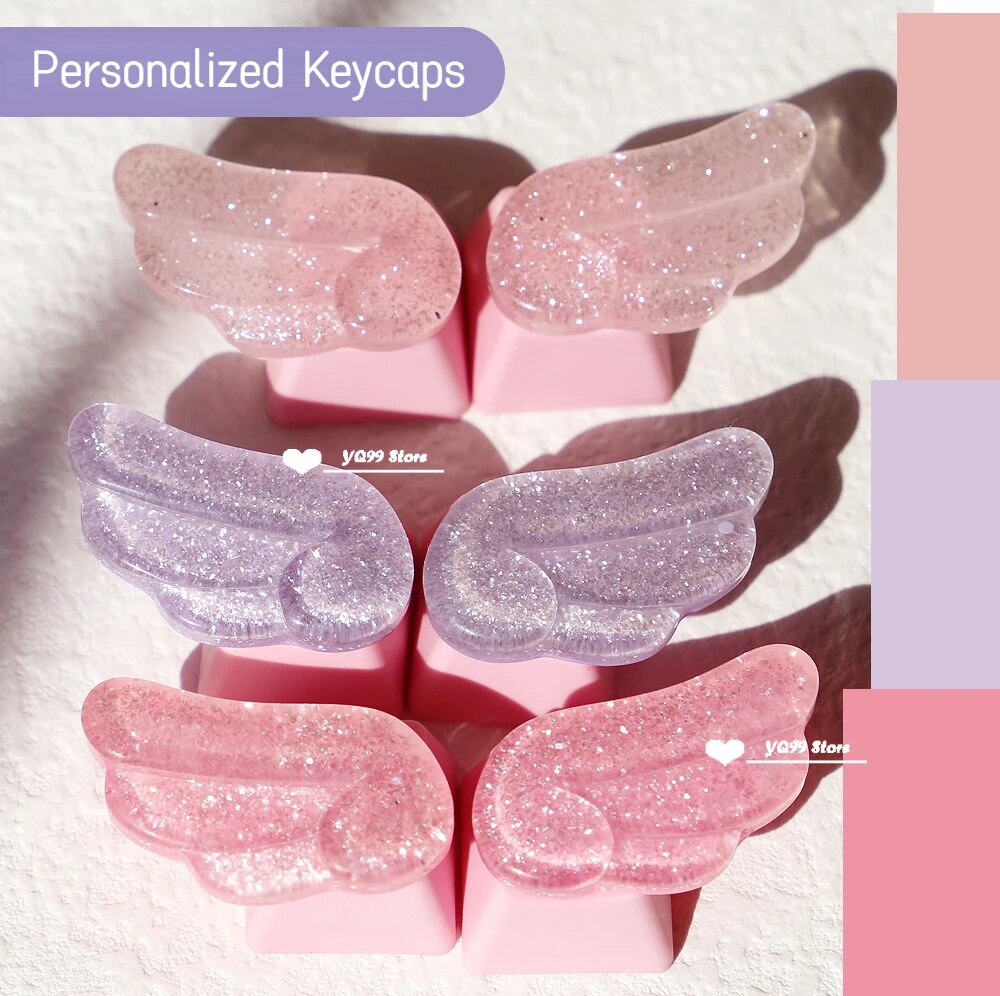 Personalized Keycaps Wings Cute Translucent Keycaps for Mechanical Keyboard R4 Keys PBT Color Keycaps Key Caps Anime. 