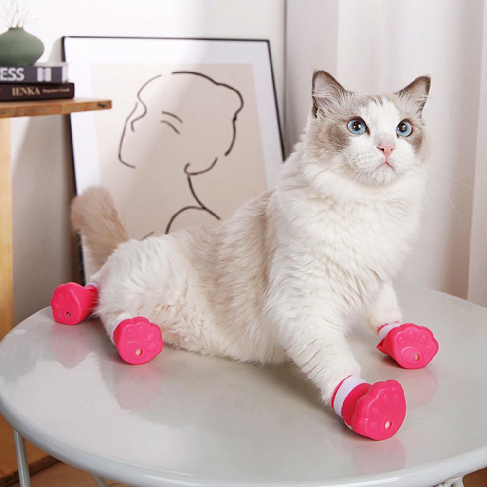 Useful Cat Shoes Anti-Shedding Open Design Pet Cat Kitten Paw Nail Boot Breathable Cat Foot For Home. 