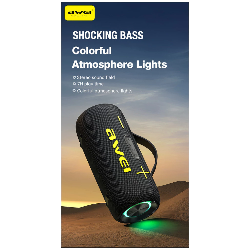 Awei KA10 Wireless Bluetooth Speaker RGB Outdoor Speaker Bass 60W BT 5.3 Portable Speaker. 
