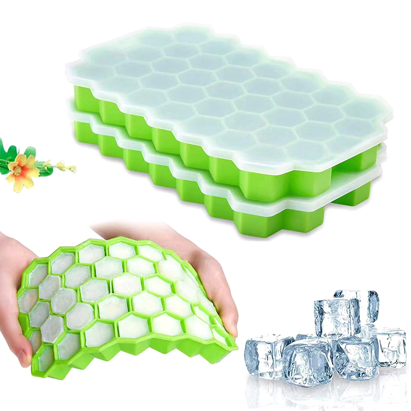 37 Grid Honeycomb Silicone Ice Cube Mold With Lids Large-capacity Ice Tray Mold Reusable Food Grade Ice Maker Mould Bayline. 