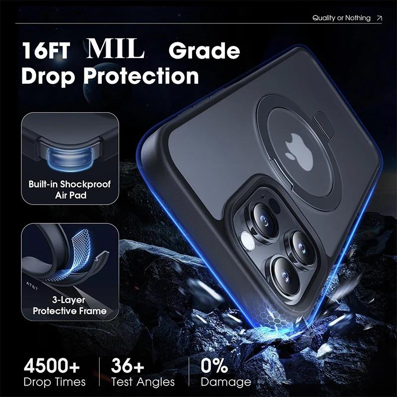 Matte Magnetic Mobile Phone Case with Ring Stand for iPhone 16 happy15 14 Pro Max Case Plus 13 11 12 Mobile Cases Translucent Cover. 