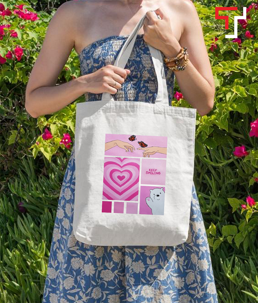 Customizely artistic mood board grid design Printed Black and White Canvas Tote Bag with Zipper for Girls. 