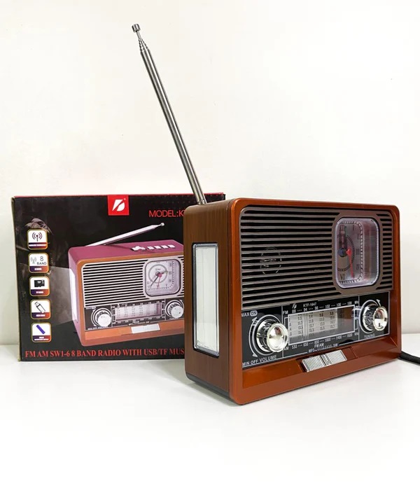 Ktf-1647 Portable Wireless AM FM SW 8 Band Bt Outdoor Home Radio Speaker with Flashlight Multi-function Mp3 TF USB Music Player. 