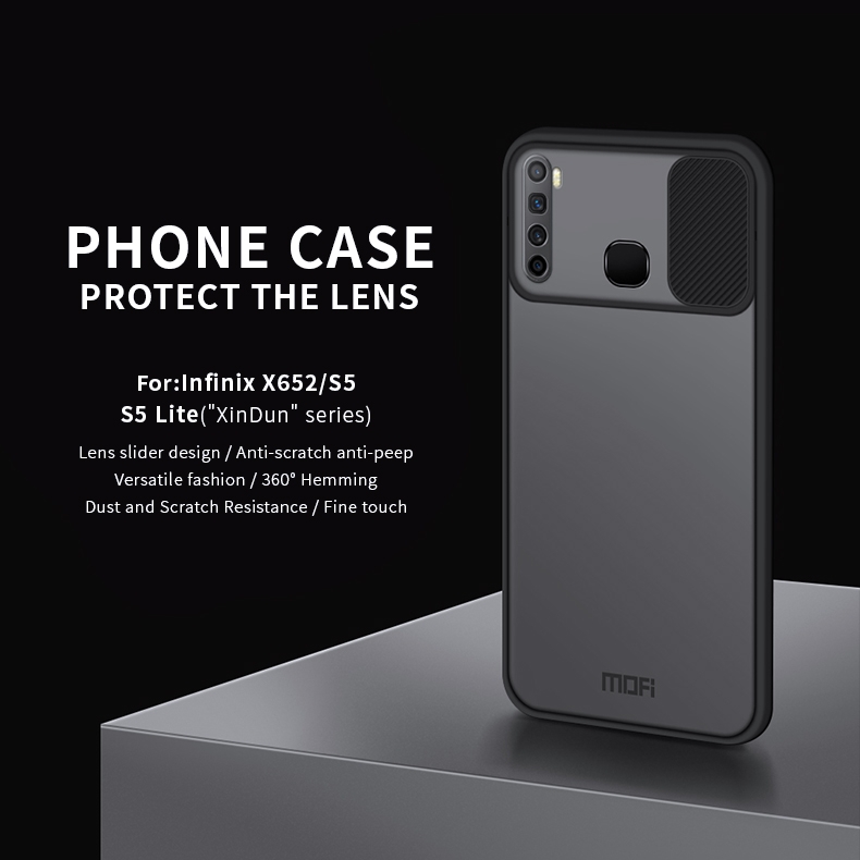 For Infinix X652 / S5 / S5 Lite MOFI Xing Dun Series Translucent Frosted PC + TPU Privacy Anti-glare Shockproof All-inclusive Protective Case(Black). 