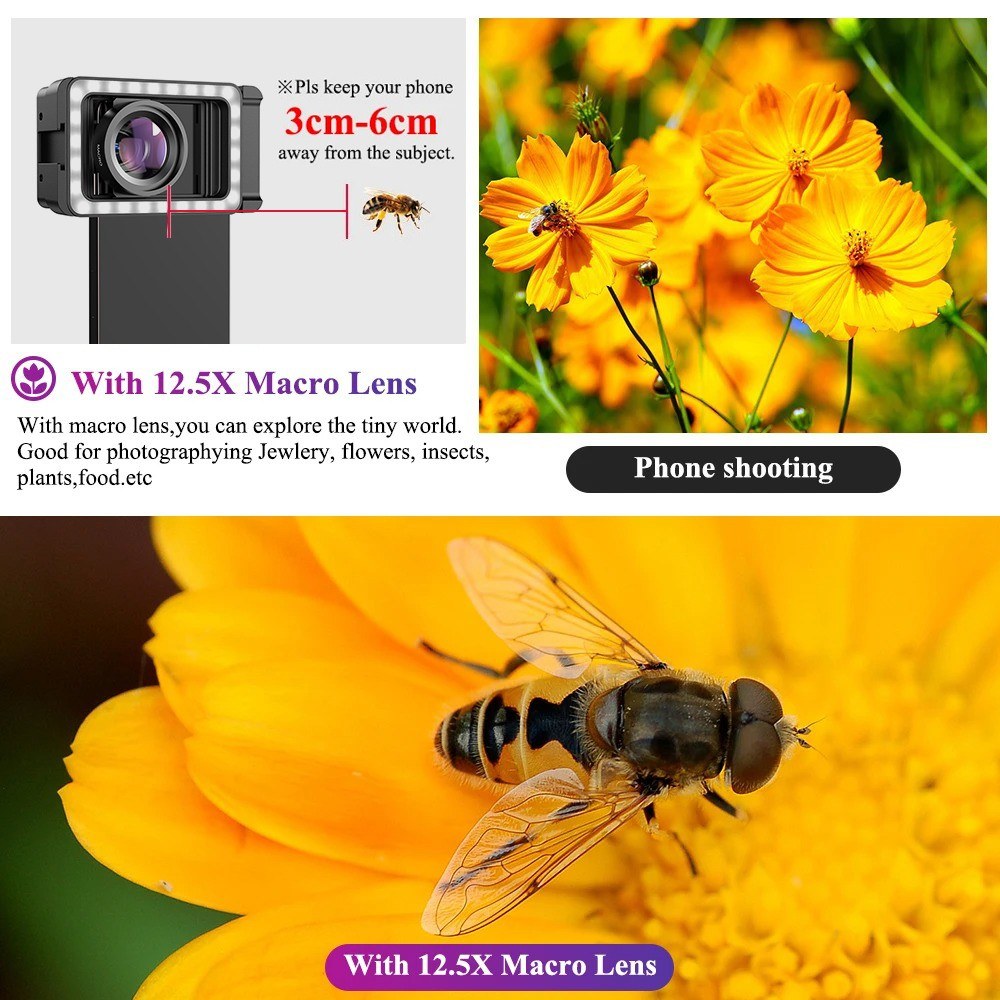 APEXEL FL23 Universal Phone Clip with 0.45�Macro Lens-02#. 