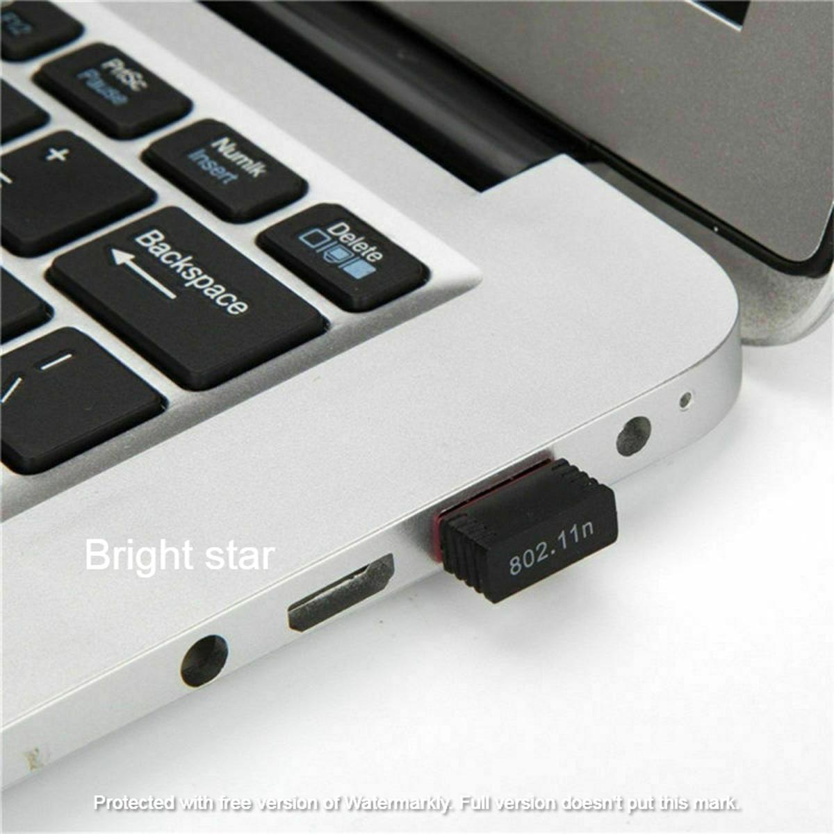 1Pcs Fast Mini Wifi USB Adapter Dongle Receiver 802.11Bgn Network - Black