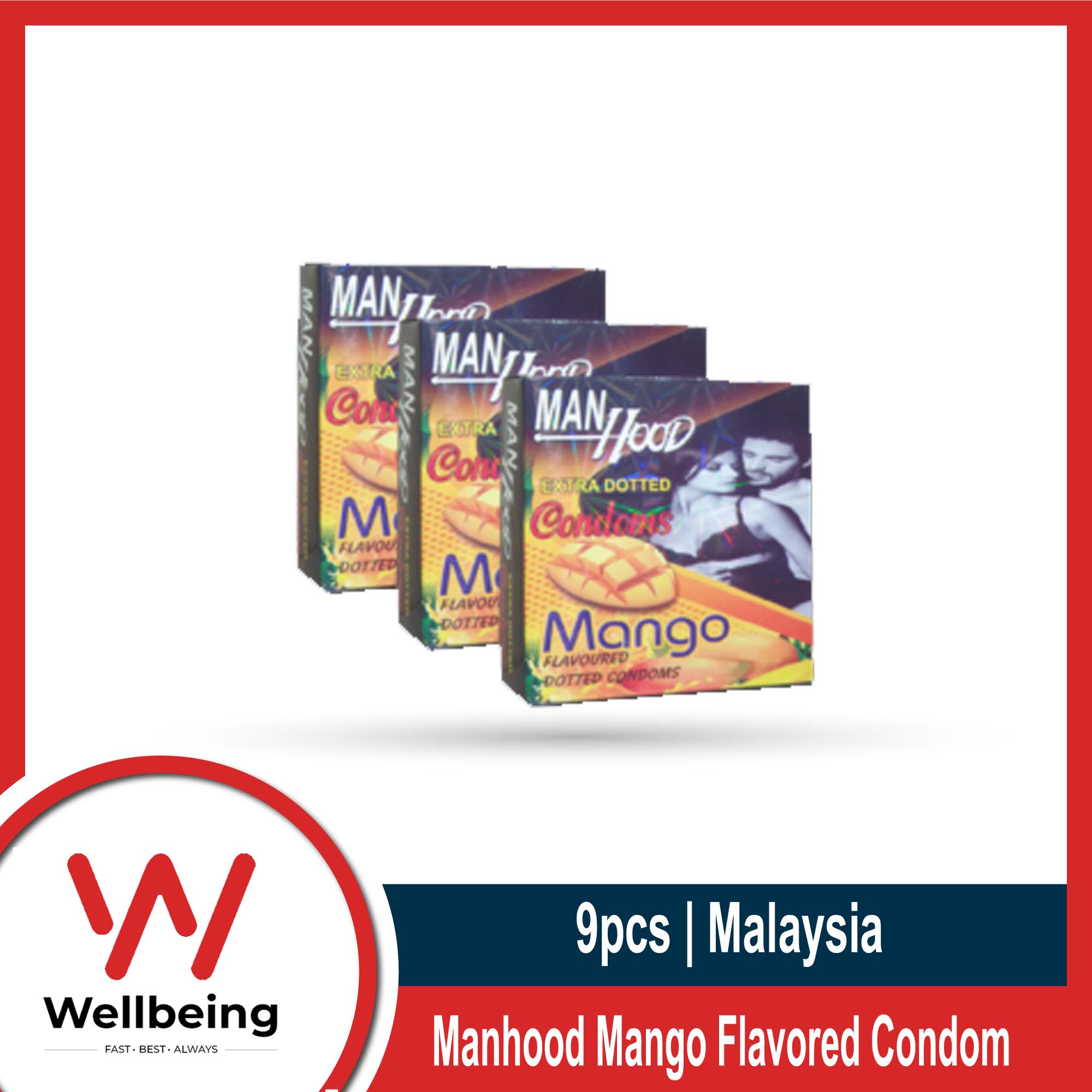 Manhood Mango Flavored Condom - 3 Pack Combo - 3x3=9pcs Condom