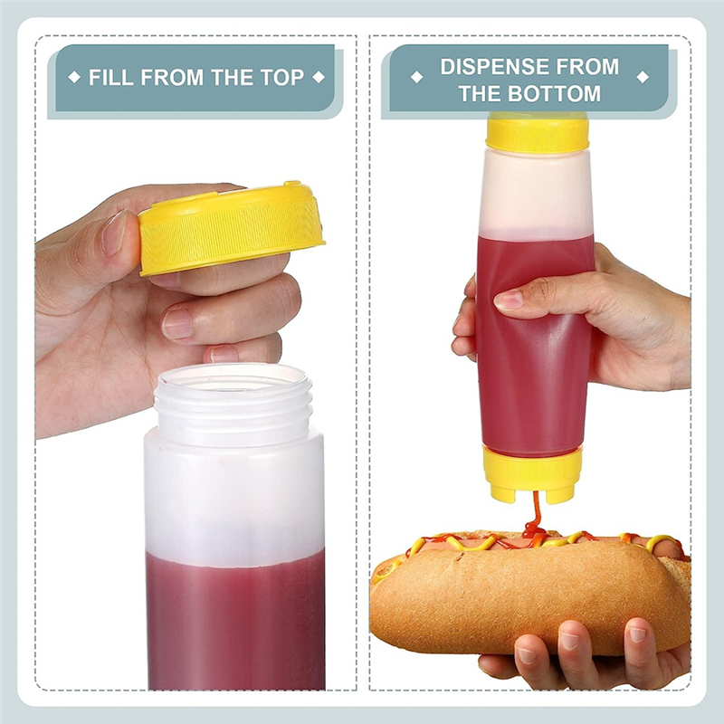 Squeeze Bottle Inverted Plastic Squeeze Bottles Plastic Squeeze Bottle 16Oz Refillable Tip Large Valve Dispenser Condiment for Sauces Ketchup. 