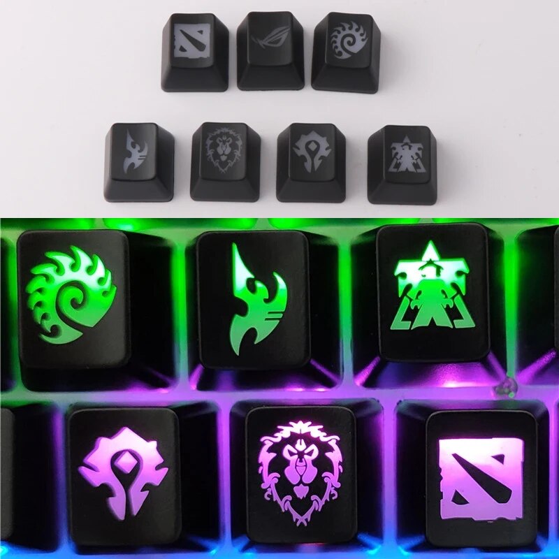 Backlit Mechanical Keycap Gaming Keyboard Buttons World Of Warcraft DOTA Mercy ABS Light Transmission Game Player Accessories. 