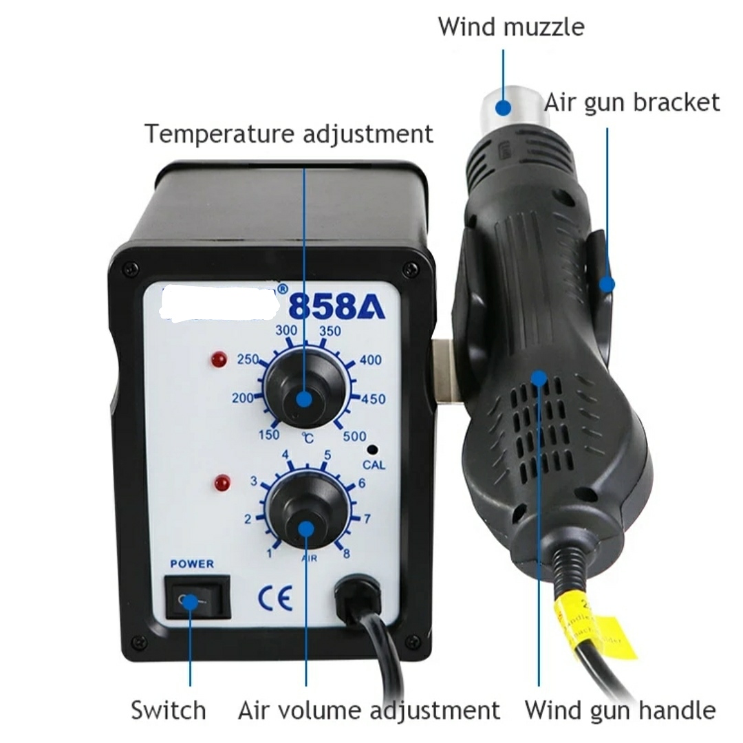 Analog 858A Hot Air Soldering Station Multifunction SMD/SMT Rework station with LED Indicator Light Replace  Baku Active Quick Koocu 858D 878D+ BK-858A. 
