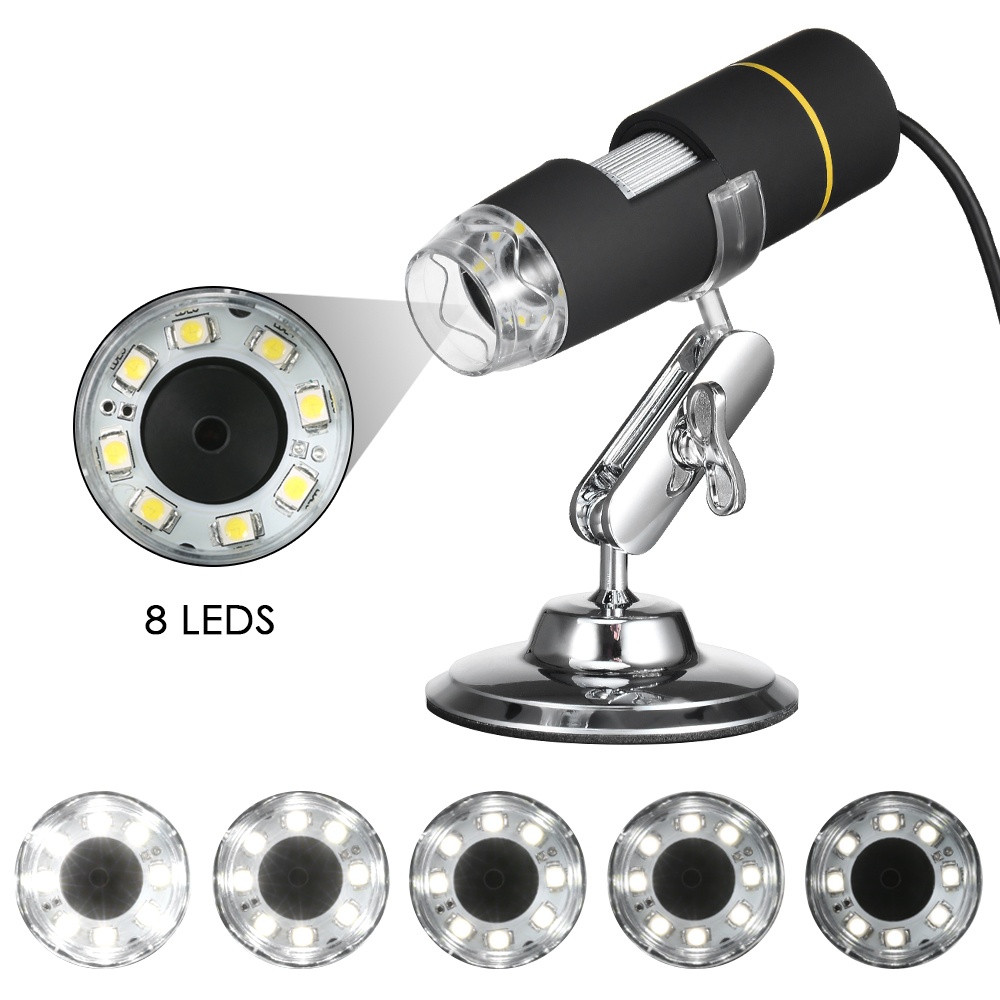 KOGEEK 1000X Magnification USB Digital Microscope with OTG Function Endoscope 8-LED Light Magnifying Glass Magnifier with Stand. 