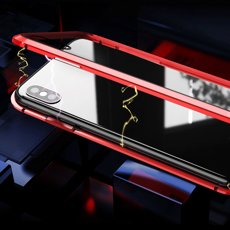 Magnetic Case 360 Full Body Protective Double Side Tempered Glass Magnetic Metal Case For Apple iPhone X XS XSMax XR  Front Back Glass 9H cases for  iPhone 6 7 8 Plus  Se 2020 metal bumper shell coque. 