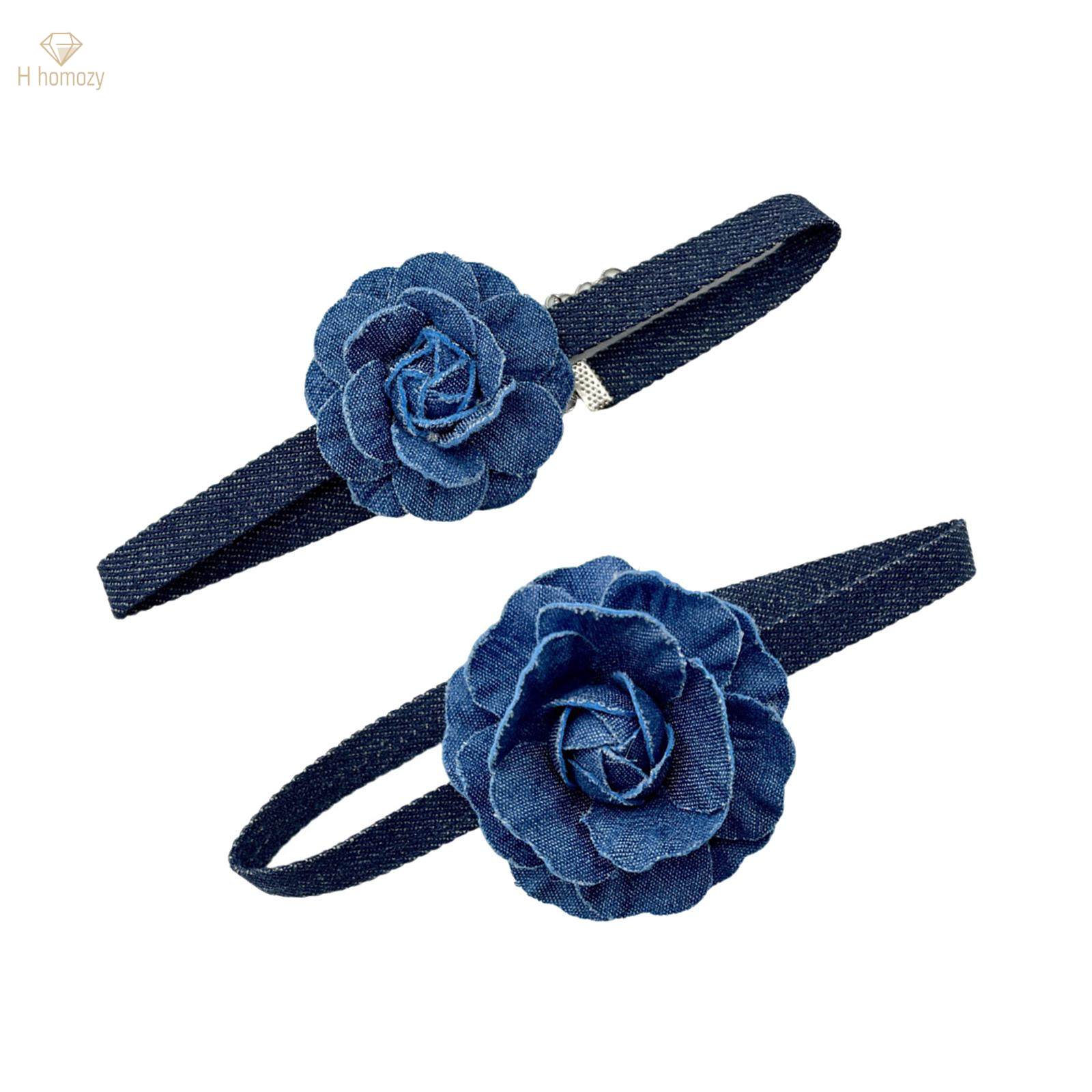 Blue Flower Collar Choker Necklace for Photography Props Wedding Anniversary. 