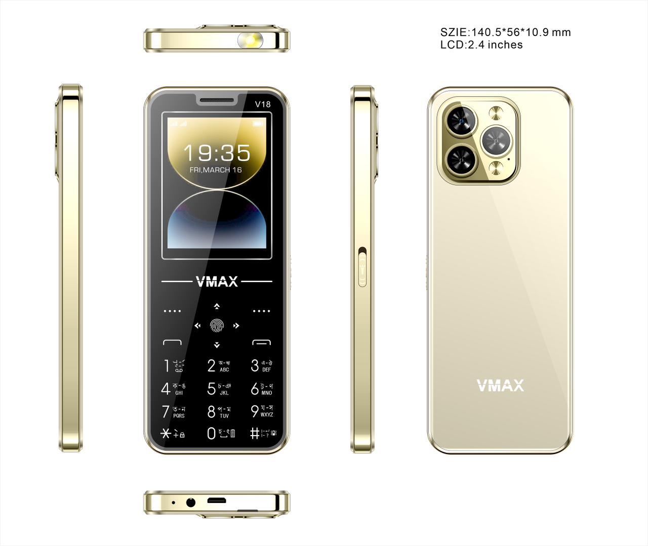 vmax   V18  plus Super look Feature Mobile Phone  2.8 iches display with one years warranty. 