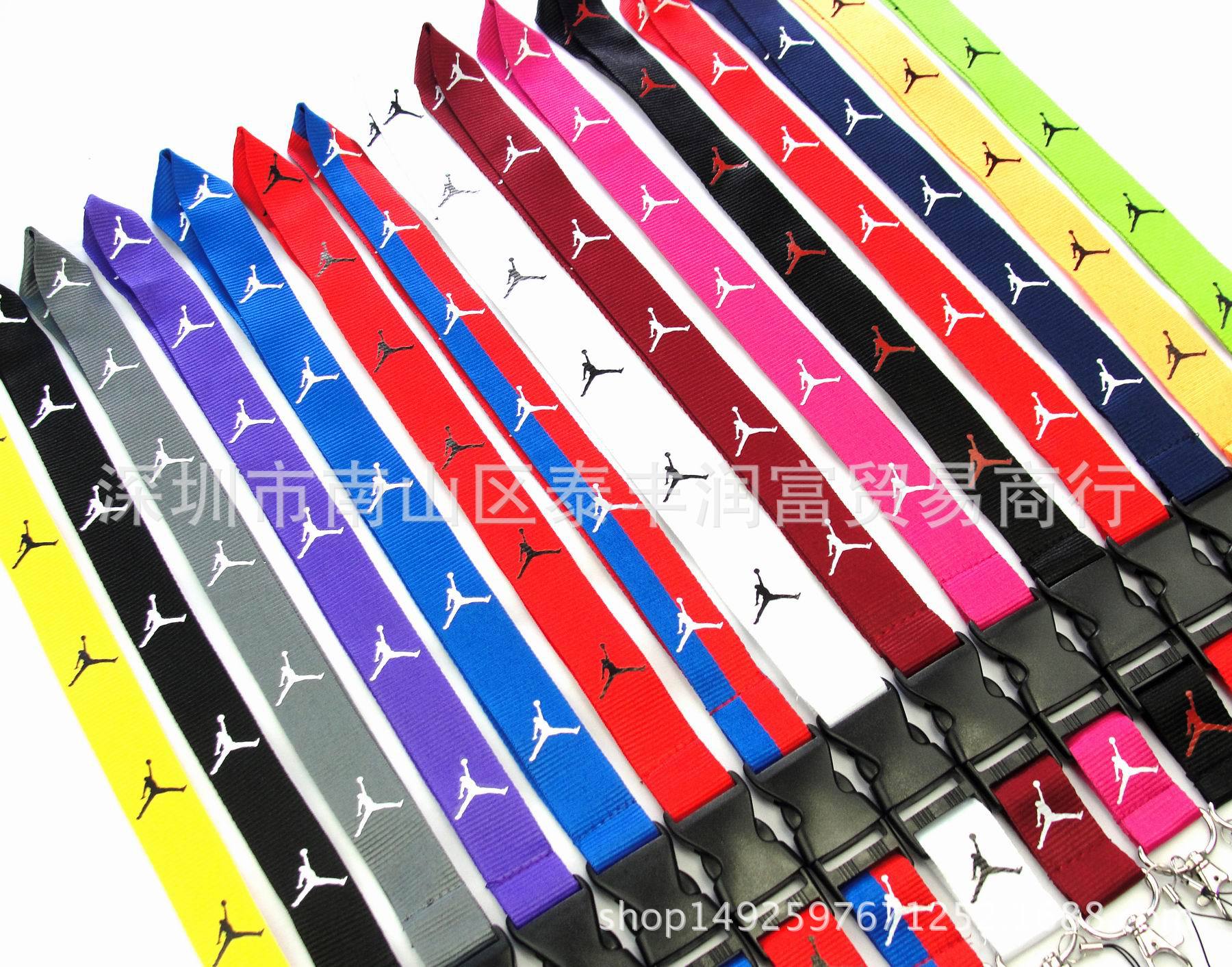 Spot sports LOGO Jordan gift badge key mobile phone work card lanyard export quality 15 colors optional. 