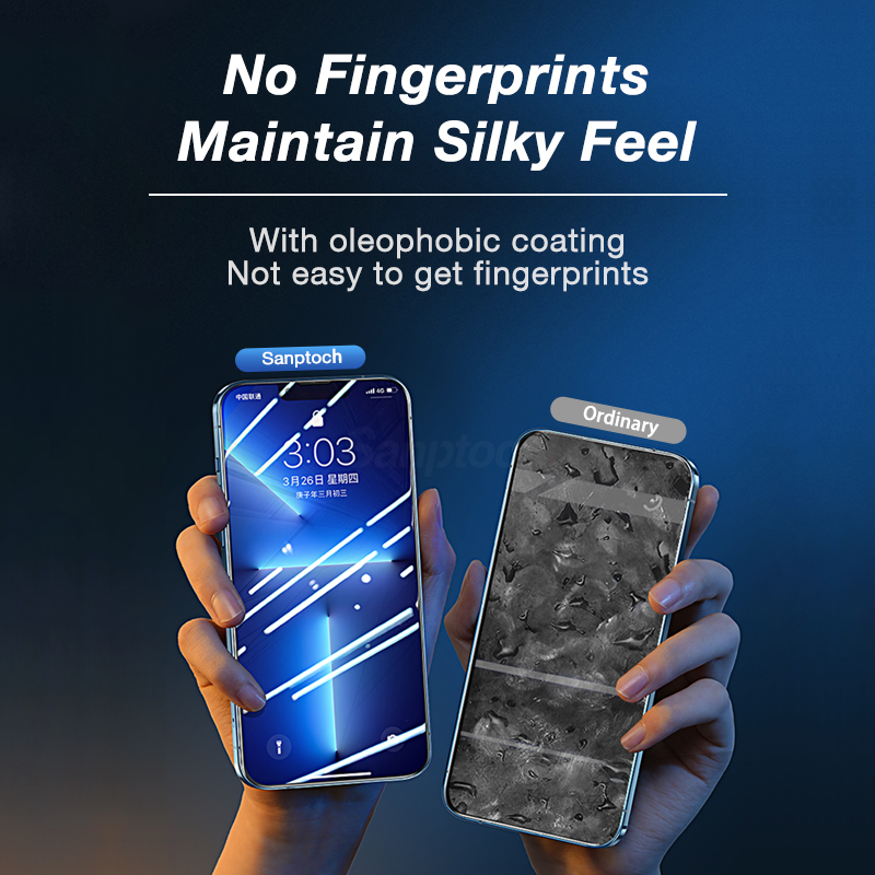 Sanptoch Full Screen Protector With Easy Install Kit For iPhone 15 14 13 12 11 Pro Max Plus Tempered Glass For iPhone X Xs Max XR Privacy GreenRay HD Dust Proof Protective Film. 