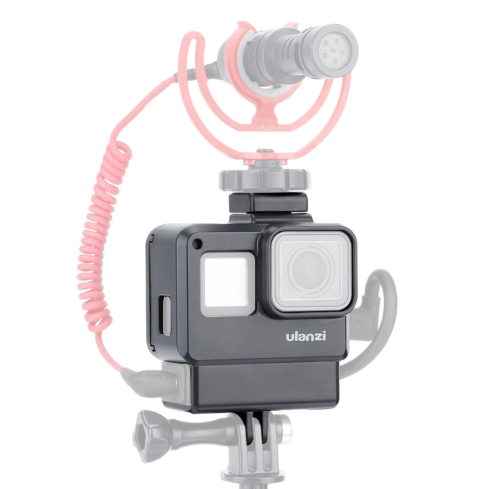 Ulanzi V2 Vlog Case Action Camera Housing Shell Vlogging Cage Frame with Cold Shoe Mount for GoPro Hero 7 6 5 Black for External Microphone & Pro 3.5mm Mic Adapter Cam Devicess. 
