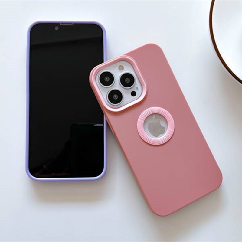 Luxury Soft Silicone LOGO Hole Phone Case For iPhone 13 Pro 12 11 Pro Max XR X XS 7 8 Plus Camera Bumper Shockproof Candy Cover. 