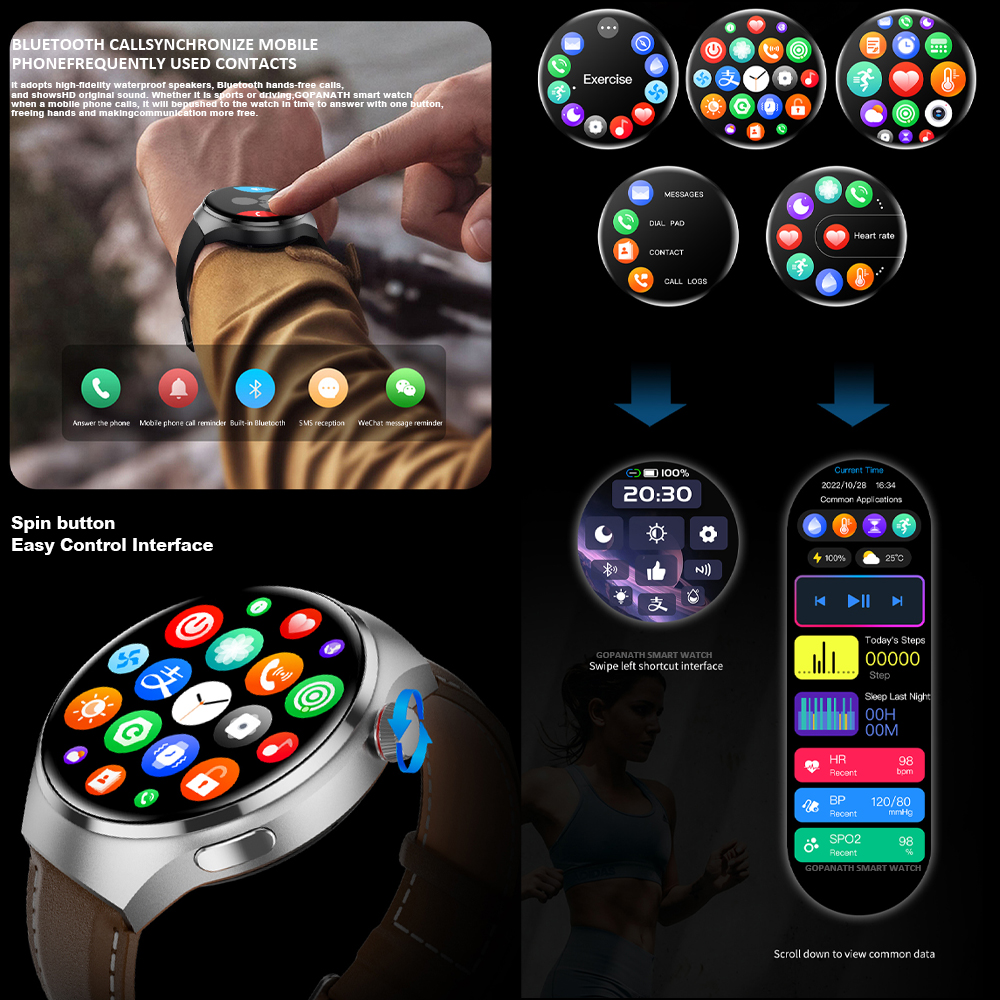 GT4 PRO Smart Watch Men Watch 4 Pro HD Color Screen Bluetooth Call Heart rate Blood Pressure Smartwatch 2024 New For Android IOS. 