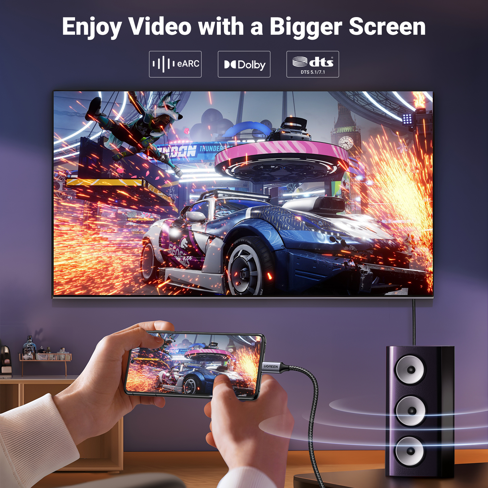 UGREEN USB C to DisplayPort Cable 8K@60Hz DP1.4 Thunderbolt to DP Cable with HDR, VRR ALLM, for MacBook Pro, Mac Mini, iPad Pro, Surface, Galaxy. 