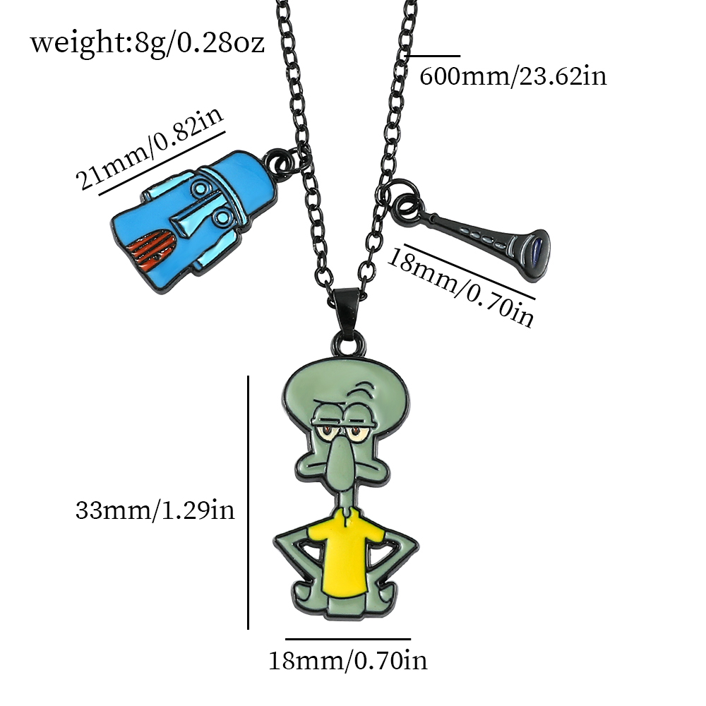 Spongebob Squarepants Metal Keychain Necklace Set Gary the Snail Pineapple House Enamel Pendant Key Chain Car Keyholder for Men. 