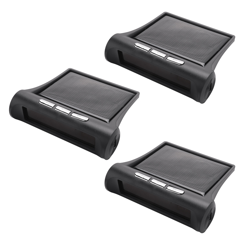 JAERBEE 3X Solar Tpms Car Tire Pressure Alarm Monitoring System 4 External Automatic Alarm Tire Pressure Temperature Warning. 
