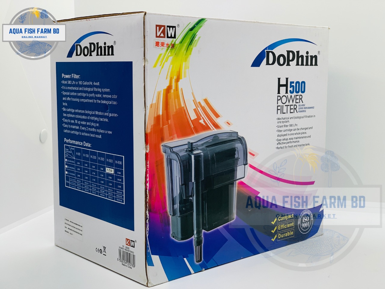 Dophin H500 Power Filter, Hang On Filter For Fish Tank. 