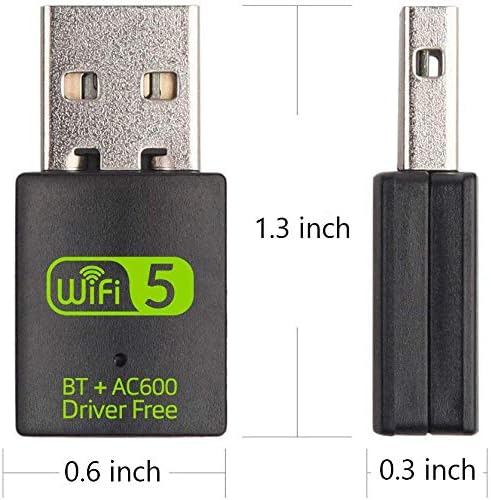 USB WiFi Bluetooth Adapter, 600Mbps Dual Band 2.4/5Ghz Wireless Network External Receiver, Mini WiFi Dongle for PC/Laptop/Desktop. 