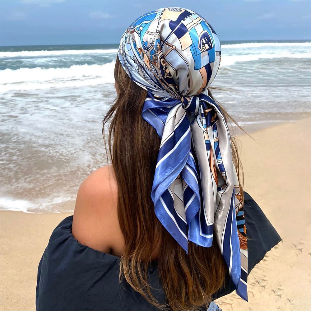 Head Scarf Pinterest 90*90cm Hijab Foulard Iuxe Bandana Femme