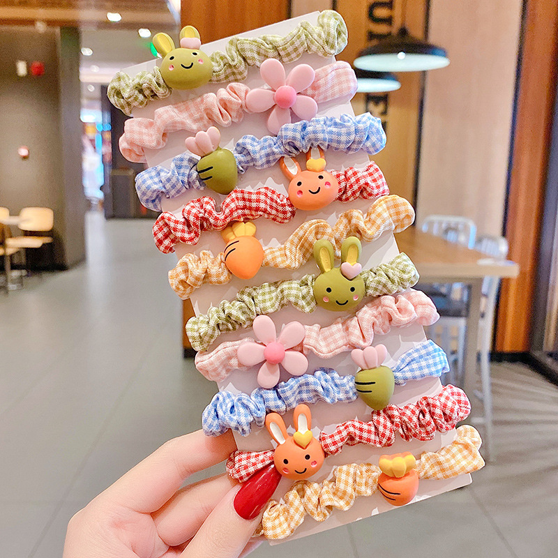Korea children tie hair rubber bands cute girls large intestine hair hoop head rope girls do not hurt hair elastic good hair rope