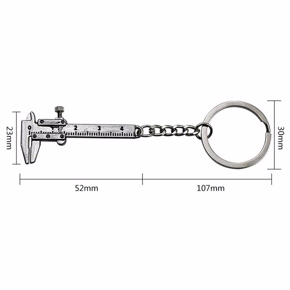 Simulation Ruler Scale Keychain 0-4cm Ruler Gadget Mini Vernier Caliper Keyring Key Chain Measuring Gauge Vernier Caliper Keychain. 