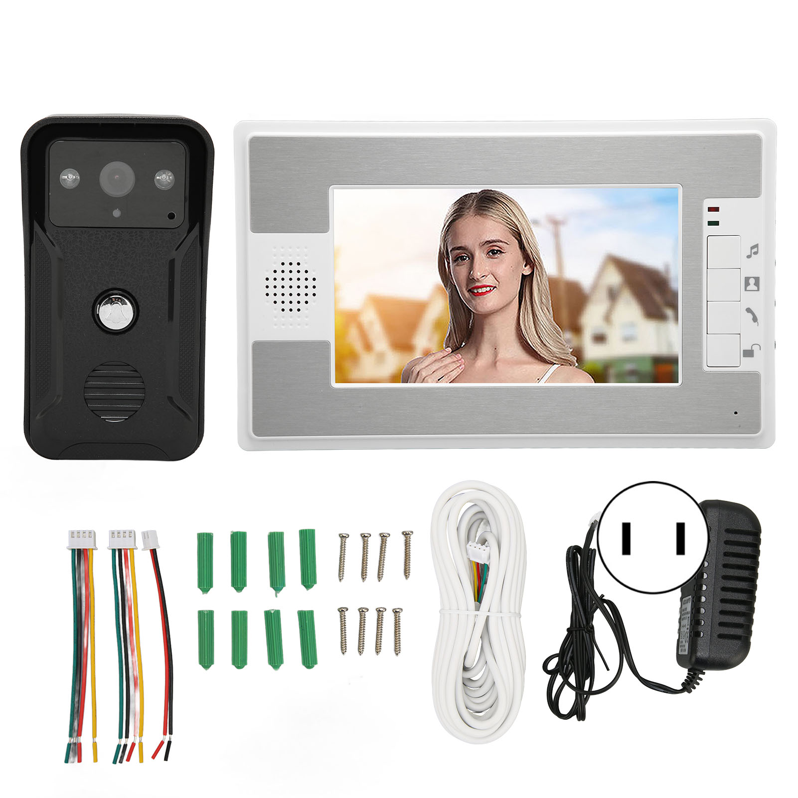 Video Intercom Monitor, IR CUT 7 Inch Color TFT LCD Video Door Phone Doorbell for Home Security. 