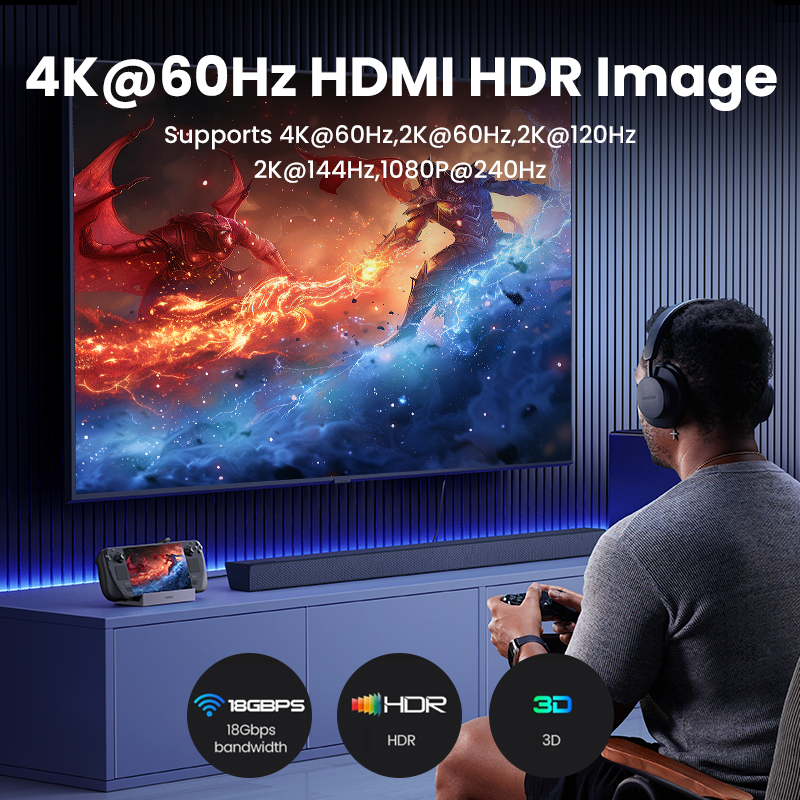 UGREEN Steam Deck Dock 4K60Hz 9 Ports RJ45 PD100W USB C HUB Compatible with Steam Deck ROG Ally LEGION Go iPhone 15 Pro/Pro Max. 